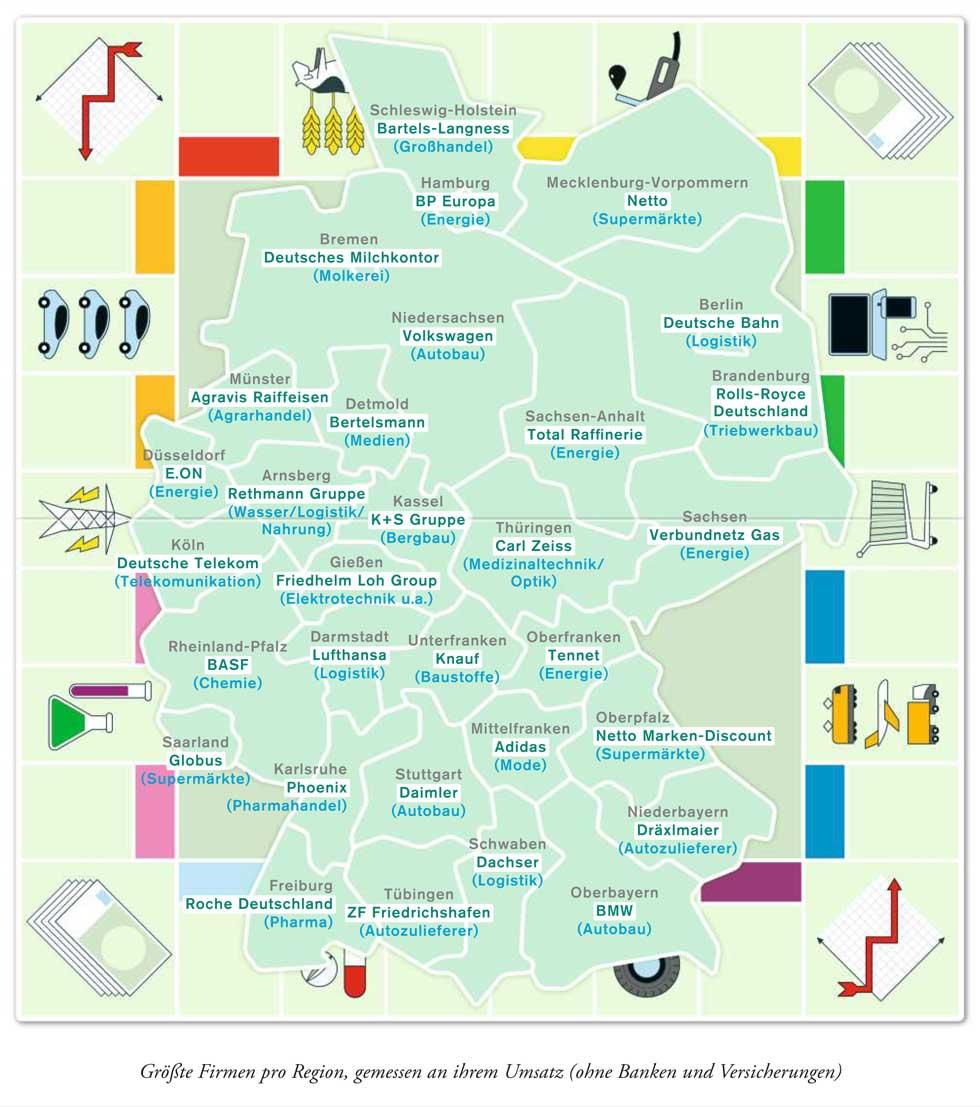 Deutschlandkarte Die größten Firmen ZEITmagazin