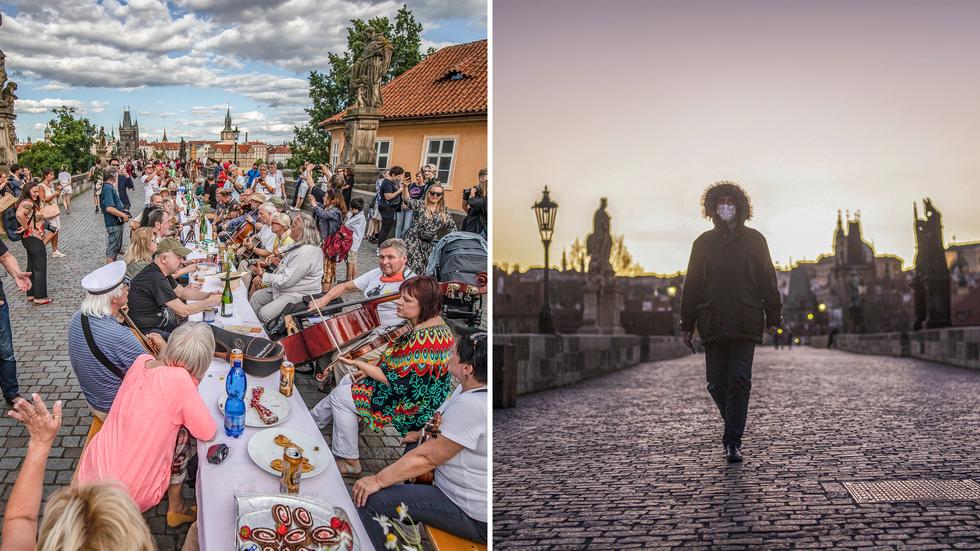 Corona in Tschechien: Im Juni feierten die Menschen auf der Karlsbrücke in Prag. Monate später wurde in Tschechien wieder ein Lockdown ausgerufen.