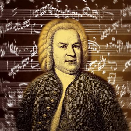 Johannespassion: BU: Johann Sebastian Bach, 1685 - 1750 ++++++++++<br /> Klavierfantasie in C-moll, Notenhandschrift und Portrait von Johann Sebastian Bach, 1685 - 1750, ein deutscher Komponist und Orgel- und Klaviervirtuose des Barock