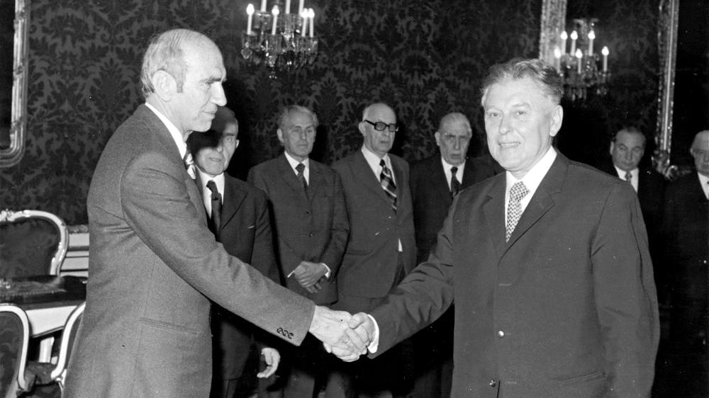 Hans Maršálek: Hans Maršálek (rechts) und der österreichische Bundespräsident Rudolf Kirchschläger, 1975