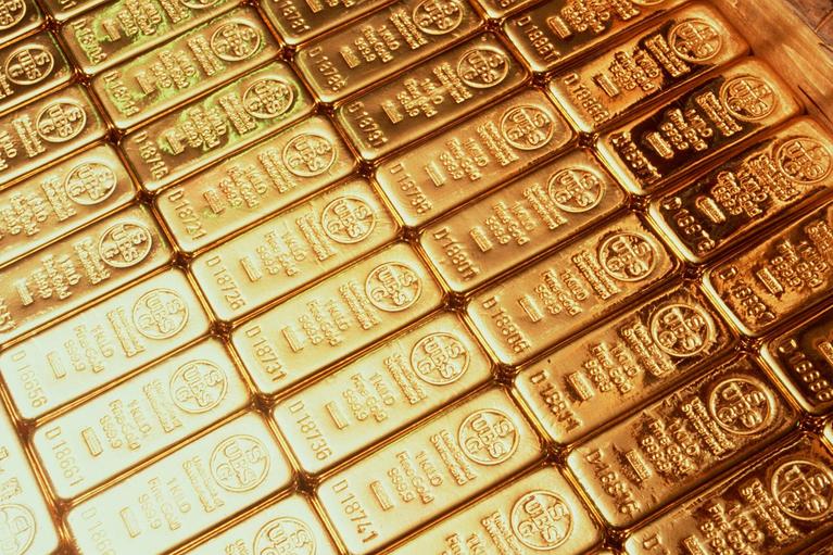 Gold in der Schweiz: Die Barren der schweizerischen Bank UBS. Jeder Barren enthält ein Kilogramm reines 9999er-Gold.