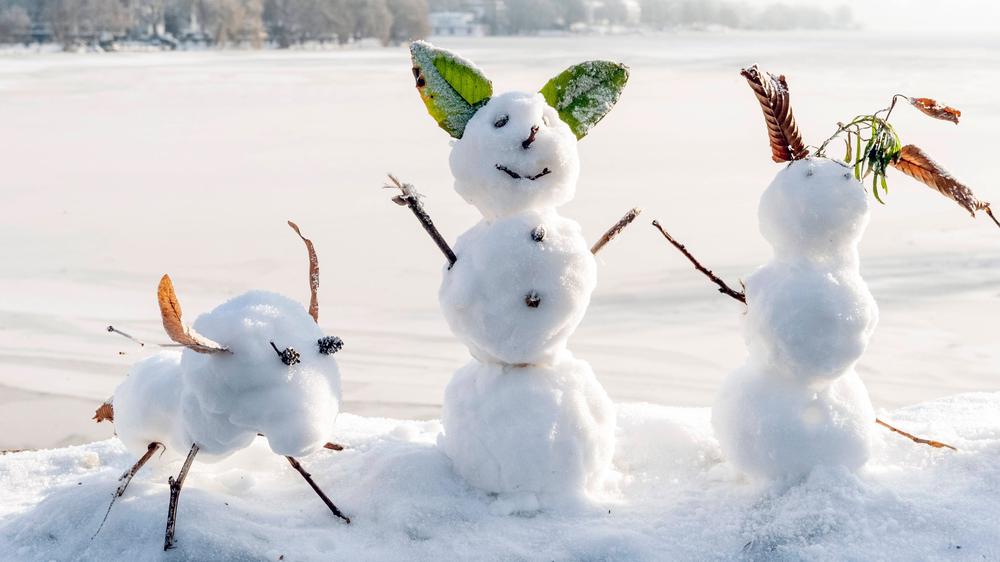 Snowmen in Hamburg: Snowflakes, White Skirts: Snow art on the Hamburg Alster