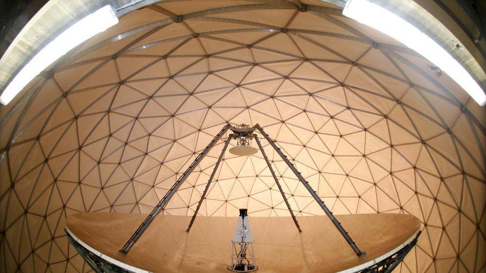 Bundesnachrichtendienst: A parabolic reflector with a diameter of 18.3 metres (60 ft.) is pictured at the former monitoring base of the National Security Agency (NSA) in Bad Aibling