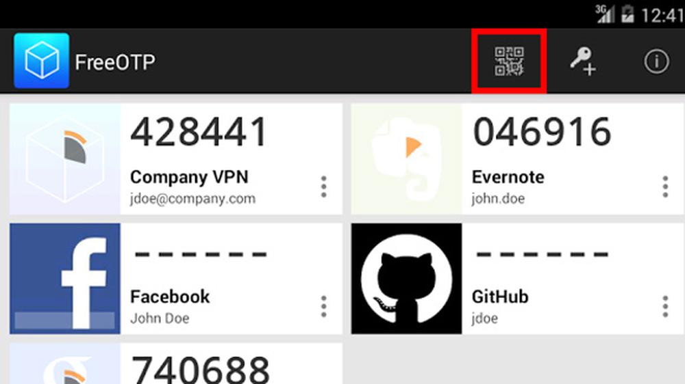 Nachdem die App installiert ist, klicken Sie auf das hier rot umrandete Feld und scannen Sie mit dem Smartphone den QR-Code auf Ihrem Rechner ein.