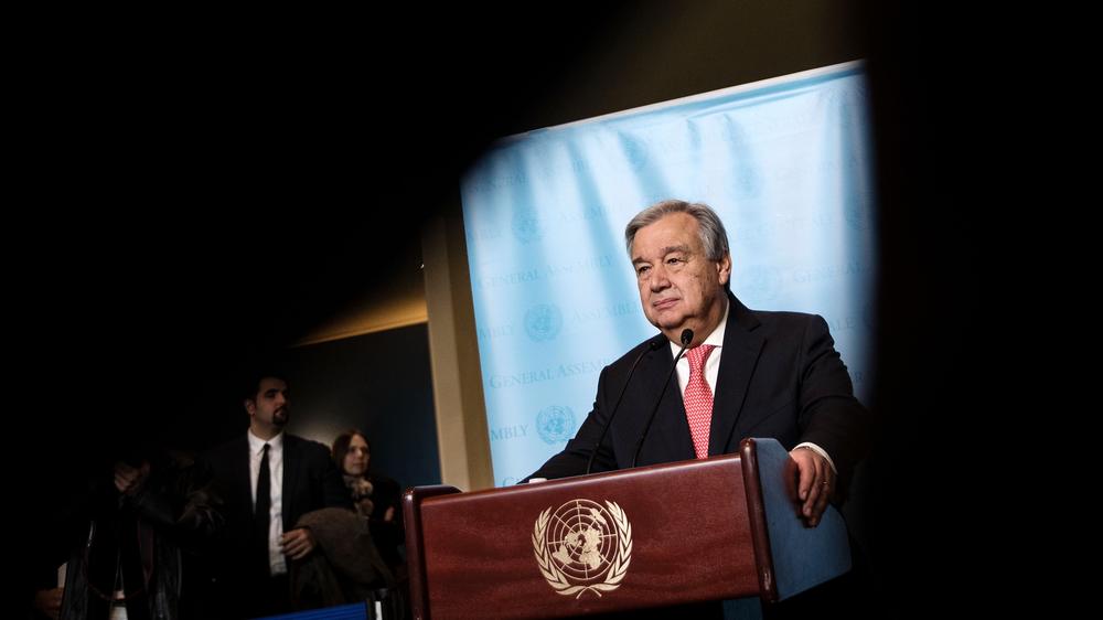 UN:  UN-Generalsekretär António Guterres auf einem Pressetermin 2016 in New York 