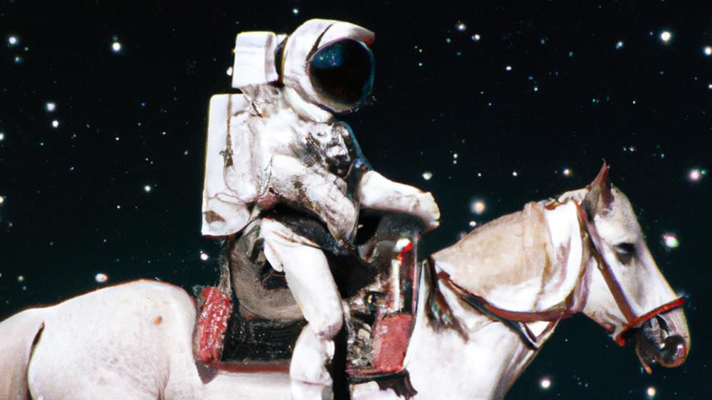 Künstliche Intelligenz: Dieses Bild hat kein Mensch angefertigt, sondern die KI "DALL·E 2". Dafür reicht ein Satz wie "Astronaut riding a horse".