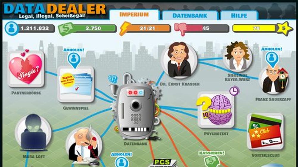Datenschutz: In "Data Dealer" baut sich der Spieler ein Imperium aus Quellen auf, die ihn mit immer neuen persönlichen Daten verorgen.