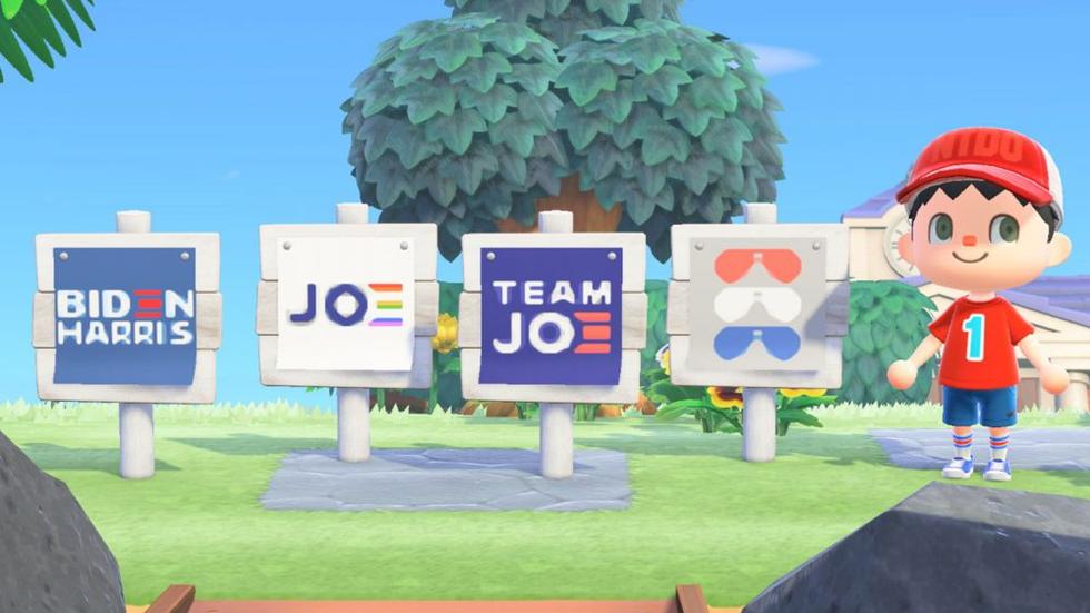 Die Wahlkampfschilder von Joe Biden in "Animal Crossing: New Horizons"