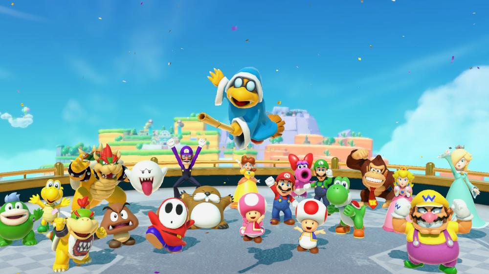 "Fiesta Jamboree de Super Mario": Contiene 22 personajes jugables "Jamboree de la fiesta de Mario" -Y por tanto más que otros. "fiesta de mario"-Juegos antes.