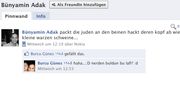 Antisemitistische Äußerungen auf Facebook, trotz mehrfacher Meldung bis jetzt nicht gelöscht (Stand: 4.6.2010, 8 Uhr 30) 