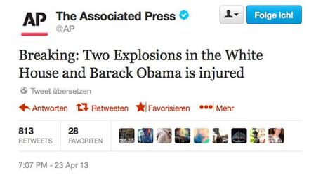 Nachrichtenagentur Ap Gehackter Twitter Account Meldet Explosion