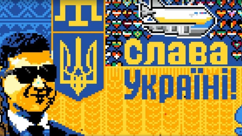 Ein Abbild des ukrainischen Präsidenten Wolodymyr Selenskyj in r/place