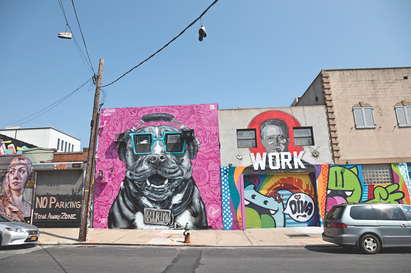 The Bushwick Collective: Der coolste Hund jenseits des East River: Streetart – hier von Ruben Ubiera aus Miami – macht Bushwick zu Brooklyns neuem Szene-Viertel.
