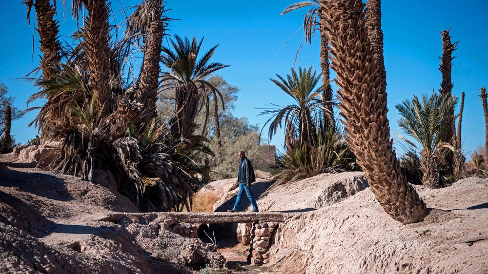 Migration: Ausgetrockneter Kanal in der Skoura-Oase in Marokko