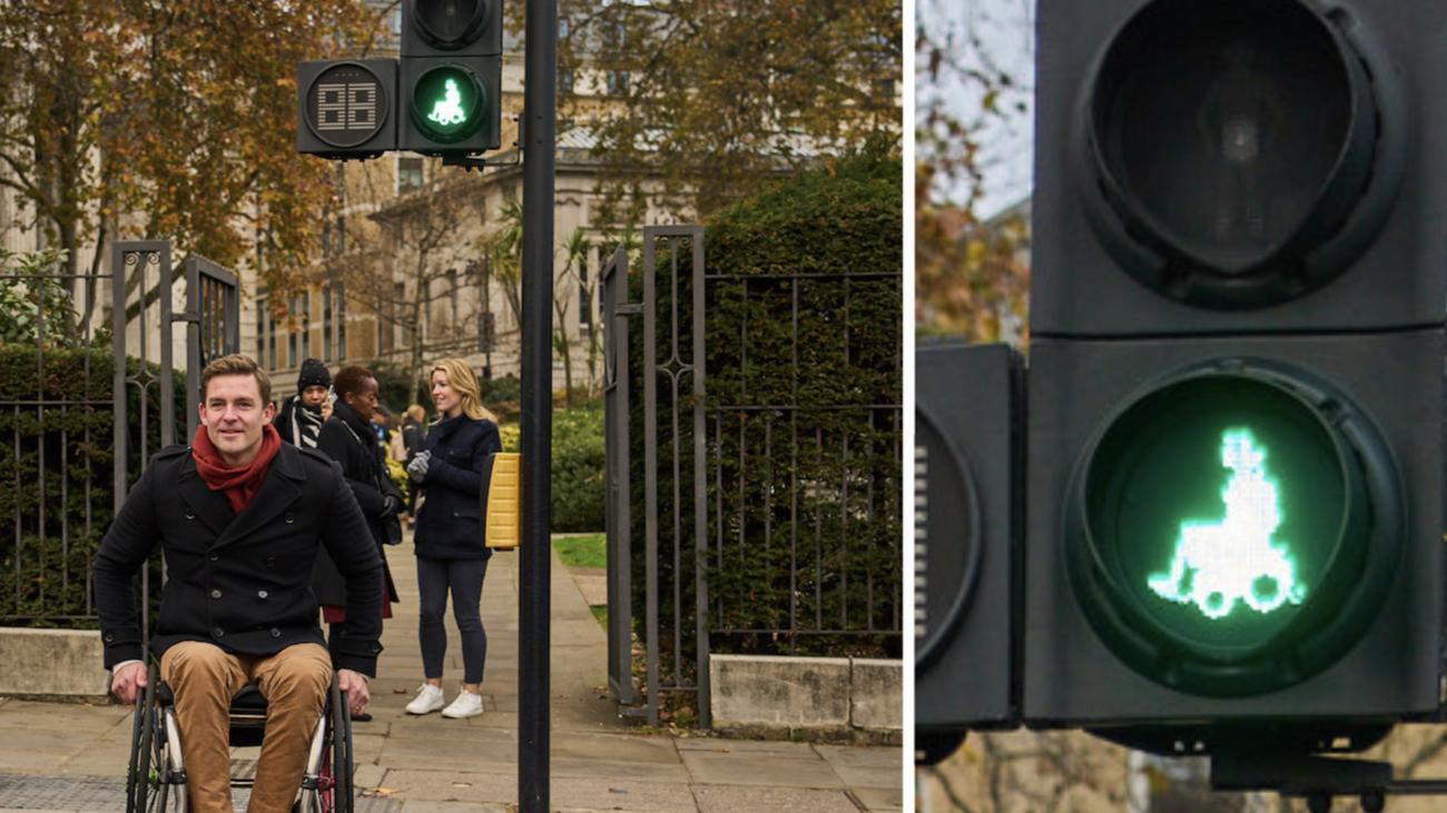 Great Britain: London transport companies introduce wheelchair-bound traffic light men