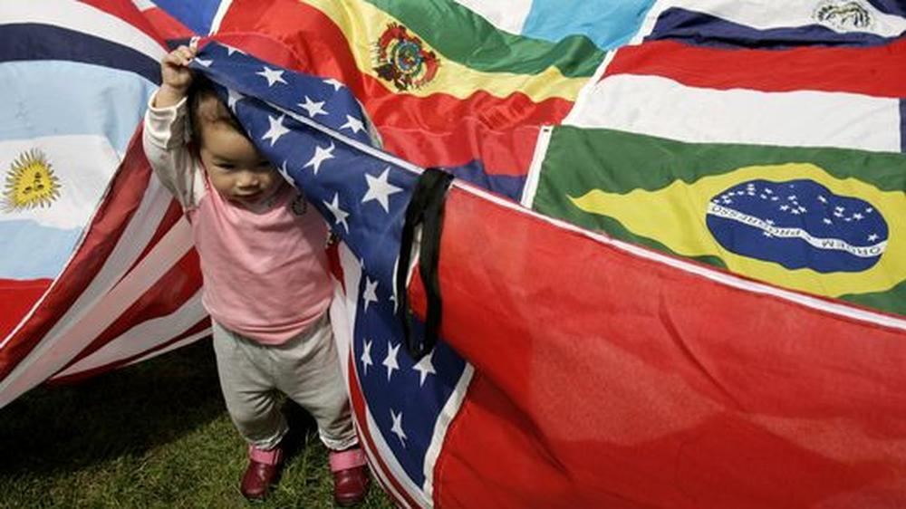 USA: Ein Mädchen auf einer Pro-Einwanderungsveranstaltung in San Fransico im Mai 2007