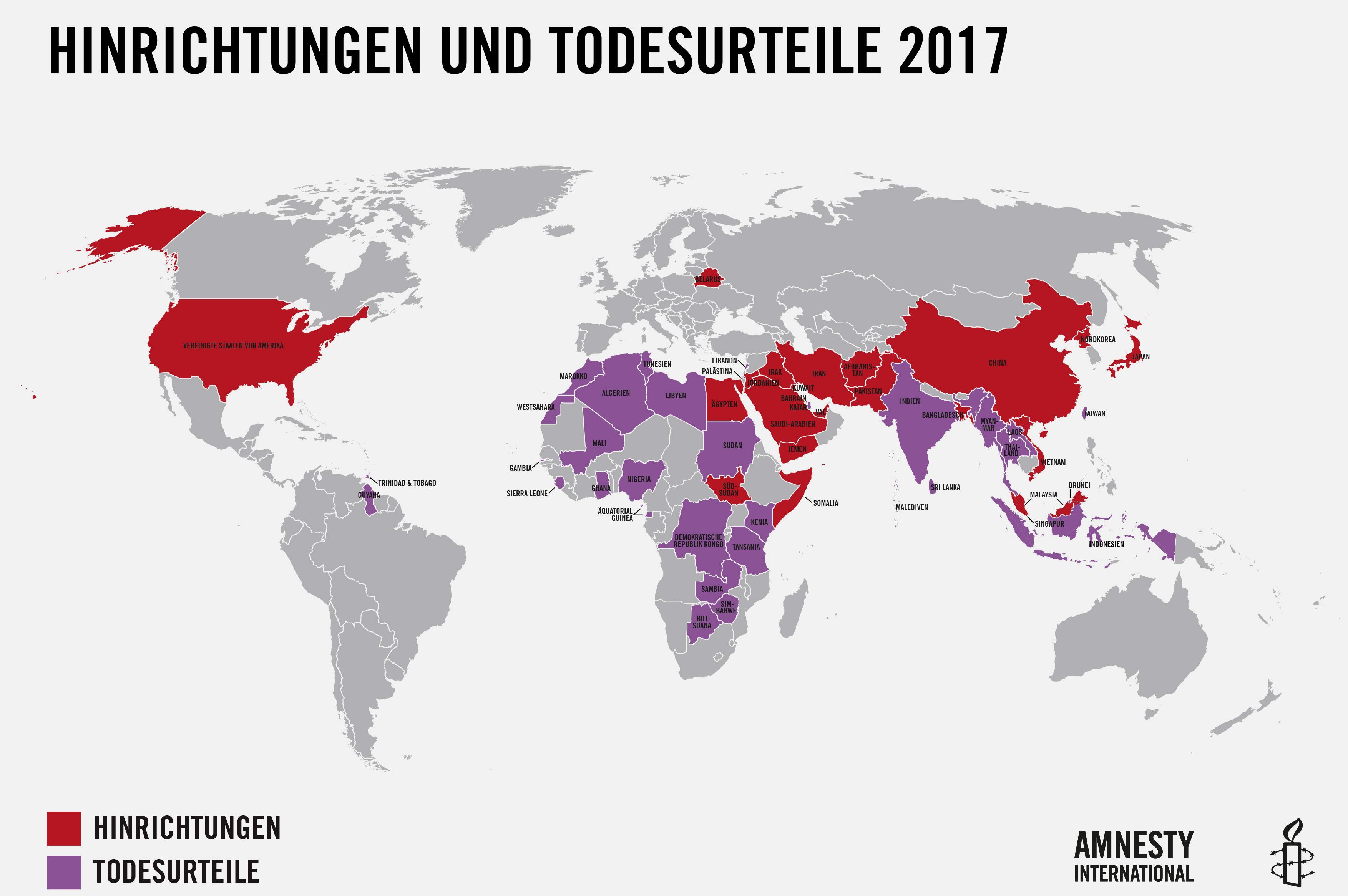 Amnesty International: 21.919 Menschen lebten Ende 2017 mit einem