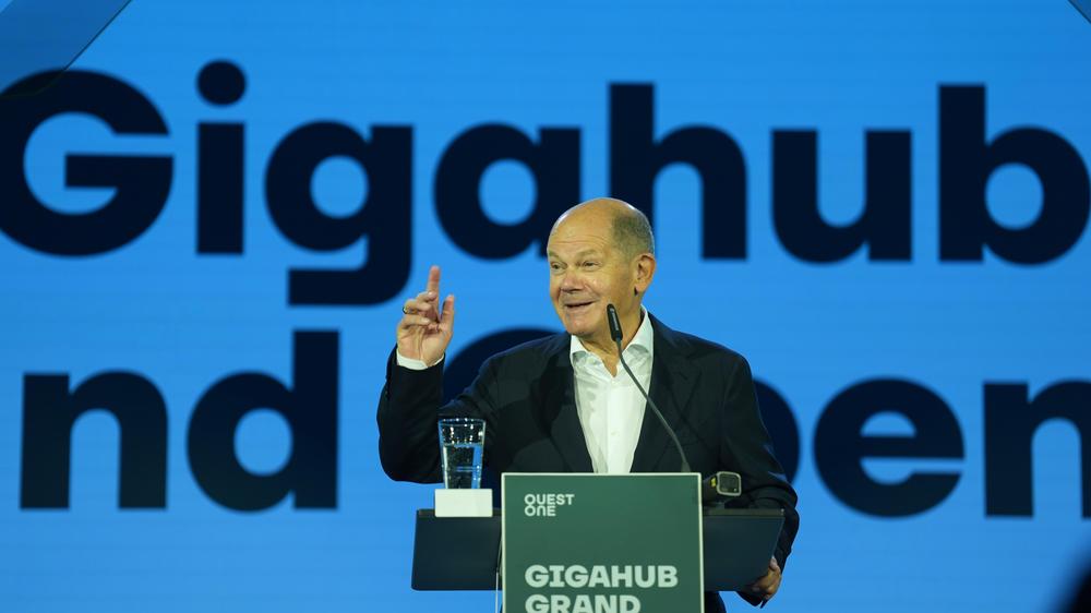 Nieuw werk voor elektrolysetechnologie: bondskanselier Olaf Scholz (SPD) bij de lancering van de Gigahubs