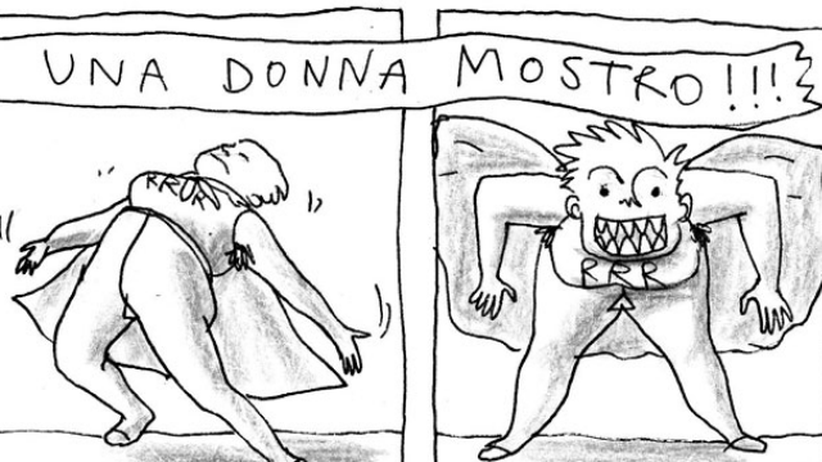Feminismus: "Ich will eine Monsterfrau sein!!!" Ausschnitt eines Wonder-Rina-Comics aus der "Aspirina" 