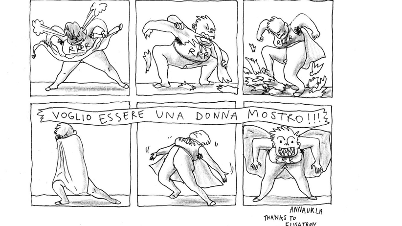 Feminismus: "Ich will eine Monsterfrau sein!!!" Ausschnitt eines Wonder-Rina-Comics aus der "Aspirina" 