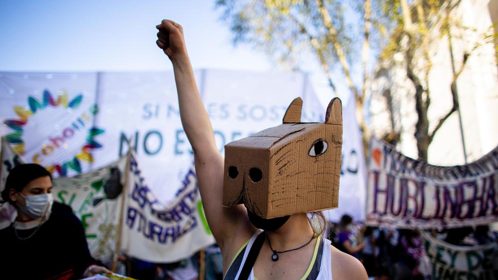 Fridays for Future: Haltet die Fäuste bereit … Altbekannte linke Protestgeste beim globalen Klimastreik am 24. September 2021 in Buenos Aires