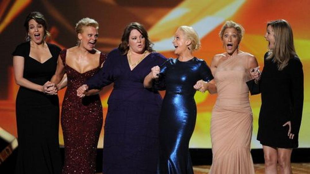 TV-Komikerinnen: Die Emmy-nominierten Komikerinnen (l-r): Tina Fey, Martha Plimpton, Melissa McCarthy, Amy Poehler, Edie Falco, und Laura Linney