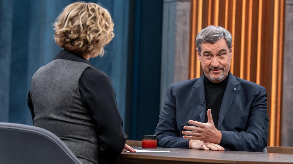  Markus Söder, der Ministerpräsident von Bayern, am Sonntag in der ARD-Sendung "Caren Miosga"