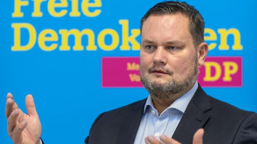 Parteien: René Domke, Landesparteivorsitzender der FDP in Mecklenburg-Vorpommern, gestikuliert.