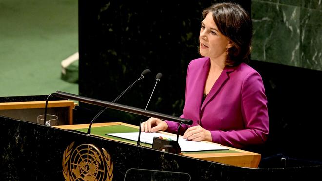 Vereinte Nationen: Außenministerin Annalena Baerbock (Bündnis 90/Die Grünen) spricht vor den Vereinten Nationen in New York.