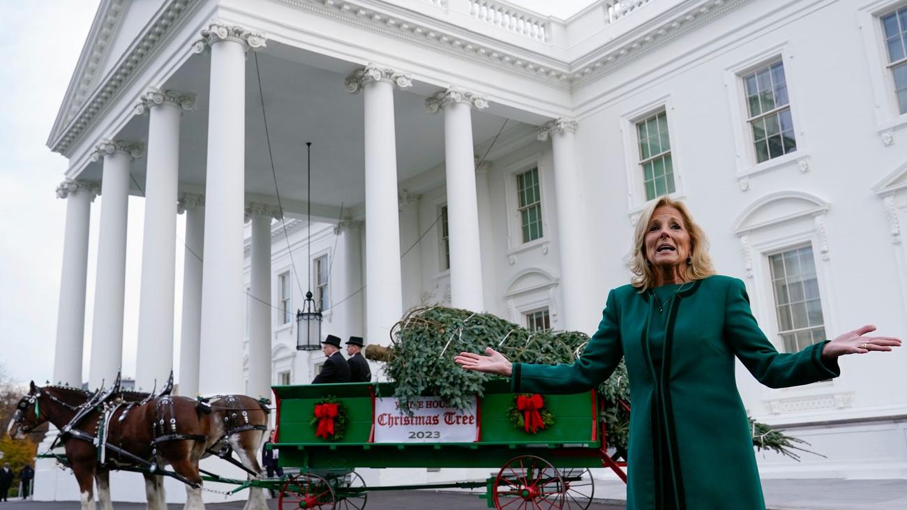 Tradition : une calèche amène le sapin de Noël à la Maison Blanche