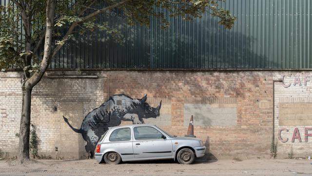 Britischer Street-Art-Künstler: Es ist ein Nashorn: Wieder Banksy-Werk in London aufgetaucht