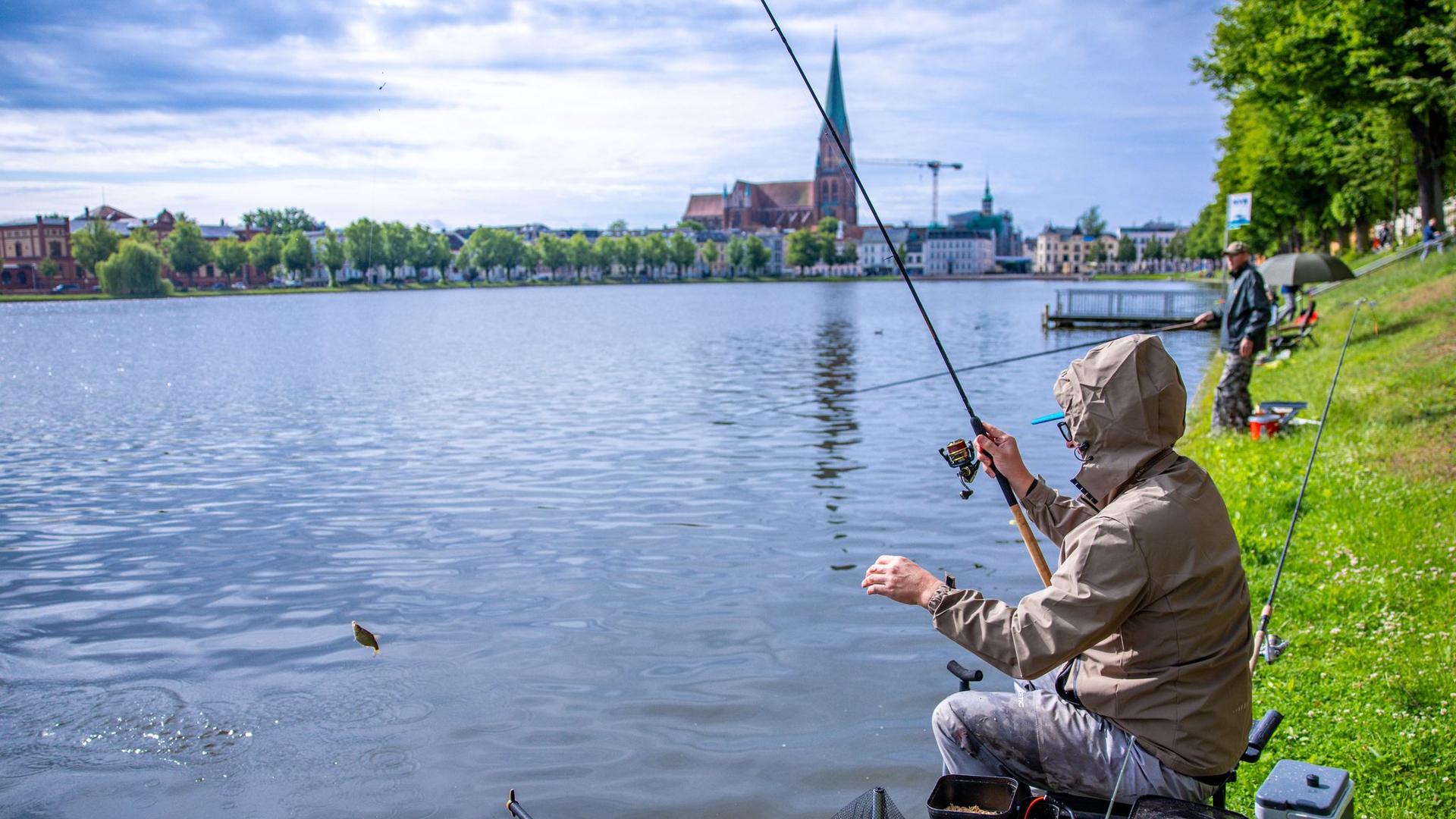 190 Kilogramm gefischt: Angeln für den guten Zweck am Schweriner Pfaffenteich