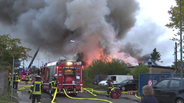 Feuerwehr warnt Anwohner: Großbrand auf Schrottplatz - Rauch über Ludwigshafen