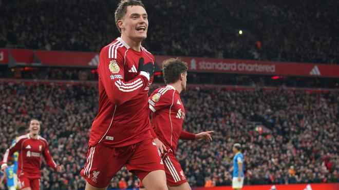 Fußball: Florian Wirtz erzielte sein erstes Pflichtspieltor für den FC Liverpool.