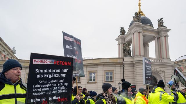 Demonstration vor Landtag: Fahrlehrer protestieren gegen Führerschein-Reformpläne