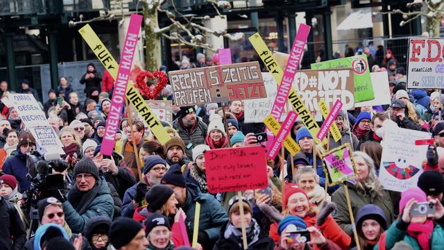 Demonstration: Tausende Menschen fordern Prüfung rechtsextremer Parteien