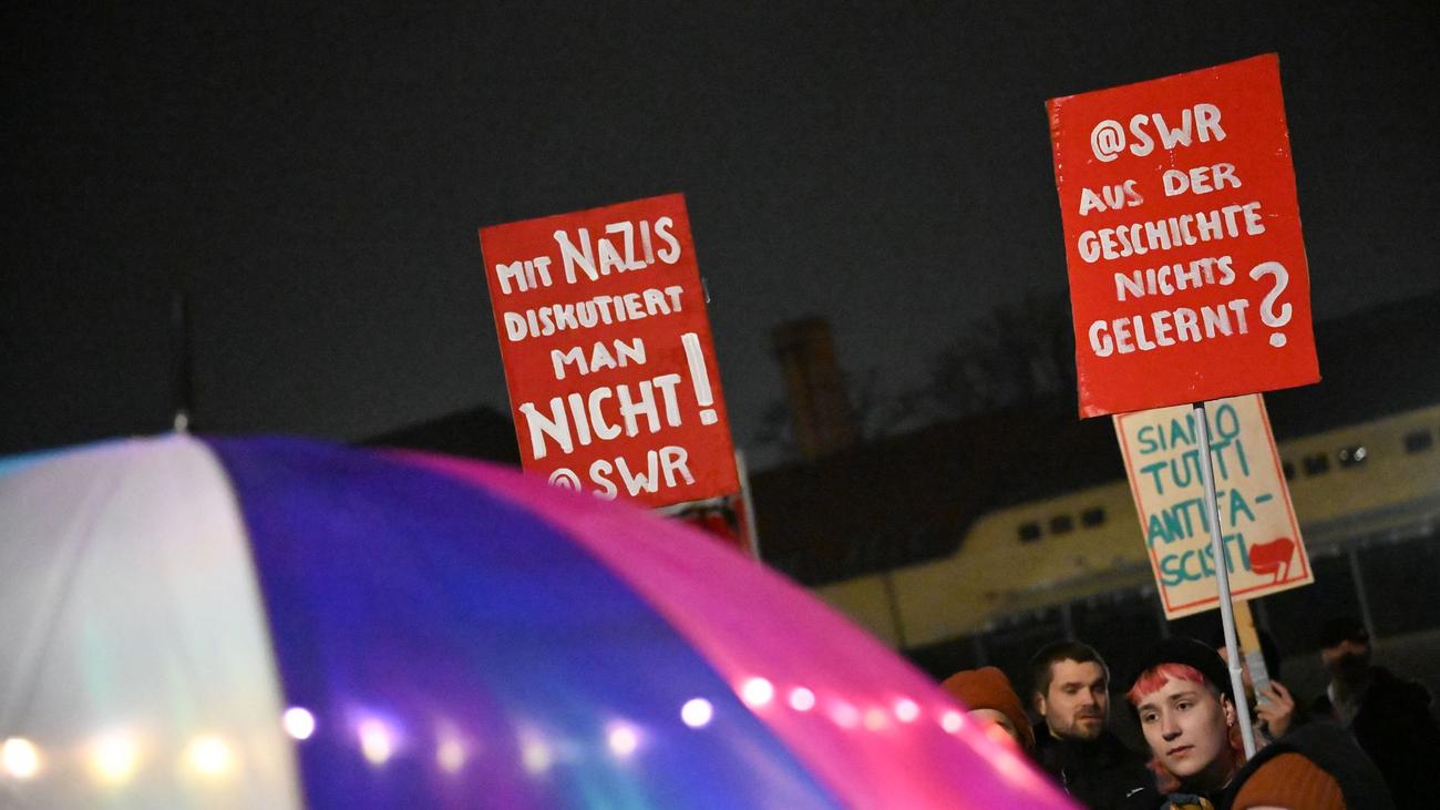 Dreier-Debatte: Protest vor dem Triell gegen AfD-Auftritt im SWR