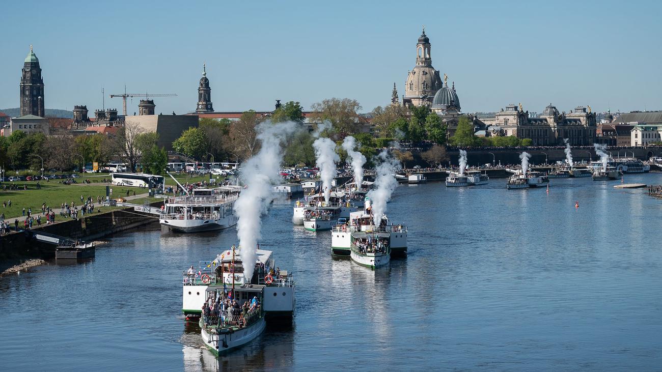 Weiße Flotte: Flottenparade der Sächsischen Dampfschifffahrt