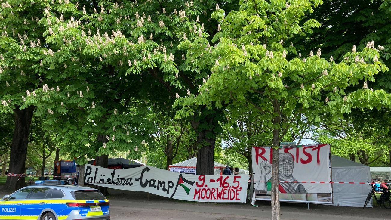 Demonstrationen: Palästina-Camp auf Hamburger Moorweide - Polizei beobachtet