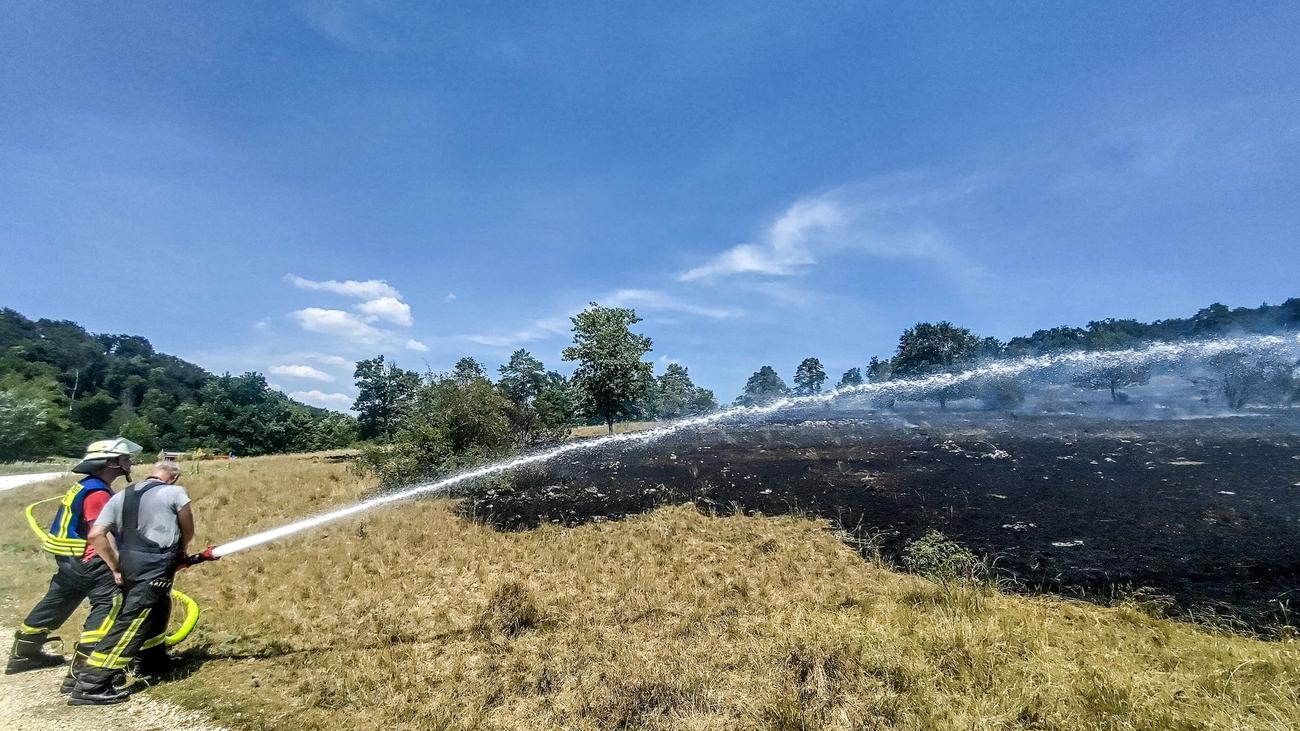 Flächenbrand: Große Fläche in Flammen – Feuerwehr löscht Brand auf Alb
