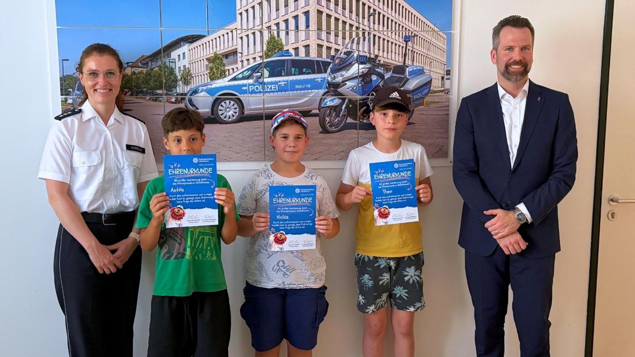 Lob für mutigen Einsatz: Kinder zeigen Zivilcourage – Polizei ehrt drei Helfer