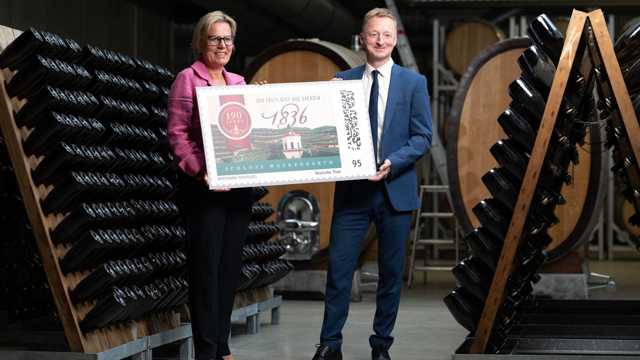Sonderbriefmarke: Sonderbriefmarke würdigt 190 Jahre Sekttradition in Sachsen