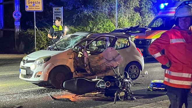 Unfall: Beim Abbiegen stieß das Auto mit dem Motorradfahrer zusammen.