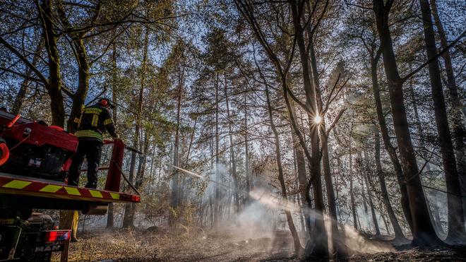  Feuerwehrleute versuchen die Brände zu löschen.