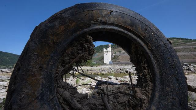 Extremes Niedrigwasser: Niedrige Pegelstände bringen jahrealten Müll zum Vorschein
