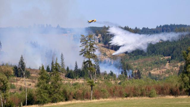 Löschflugzeug im Einsatz: Waldbrand im Harz ist gelöscht
