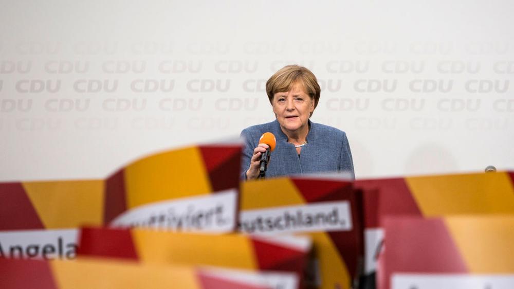 Angela Merkel nach Bekanntgabe der Wahlergebnisse 