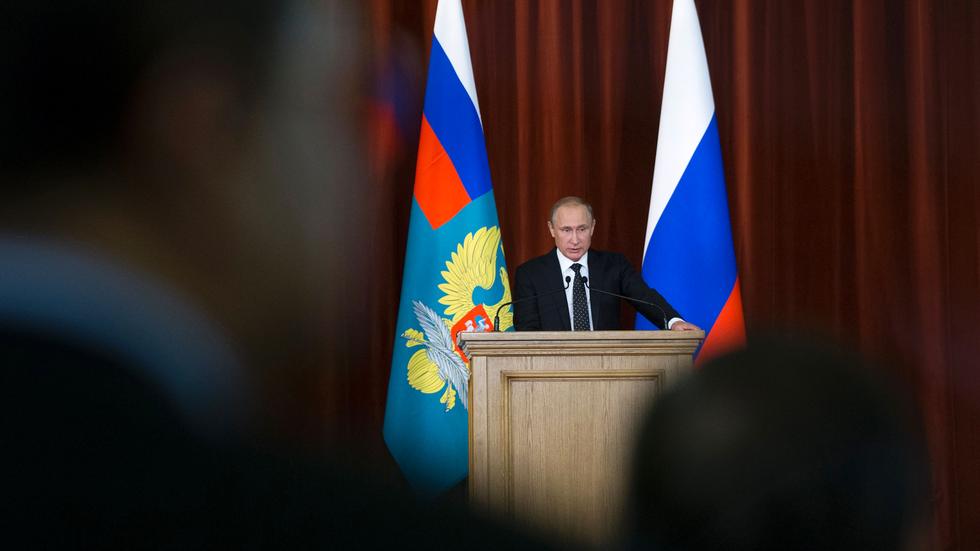 Wladimir Putin: Der russische Präsident Wladimir Putin während einer Rede in Moskau 