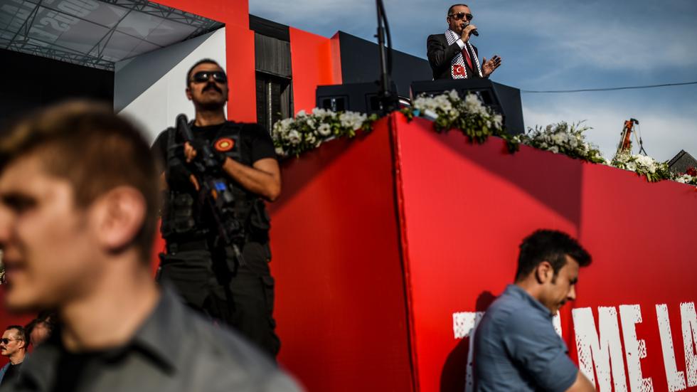 Türkisch-amerikanische Beziehung: Der türkische Präsident Recep Tayyip Erdoğan auf einer Kundgebung in Istanbul im Mai 2018