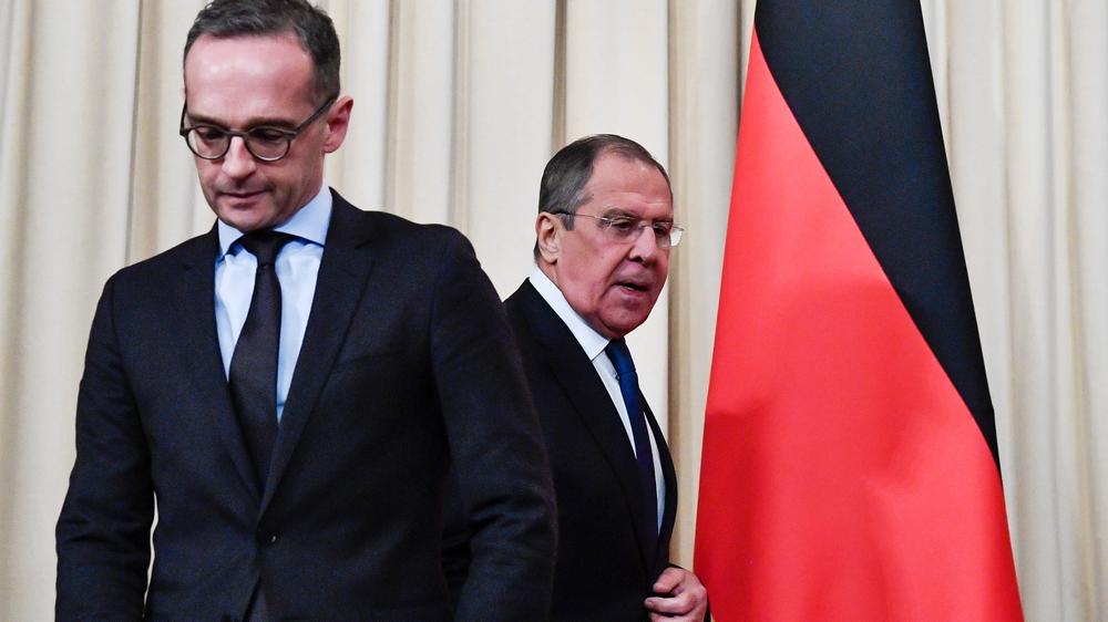 Abrüstungsvertrag: Bundesaußenminister Heiko Maas und der russische Außenminister Sergei Lawrow bei einer gemeinsamen Pressekonferenz in Moskau